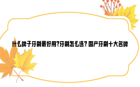 什么牌子牙刷最好用？牙刷怎么选？ 国产牙刷十大名牌