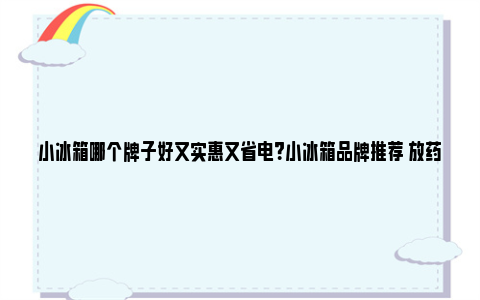 小冰箱哪个牌子好又实惠又省电？小冰箱品牌推荐 放药小冰箱哪个牌子好