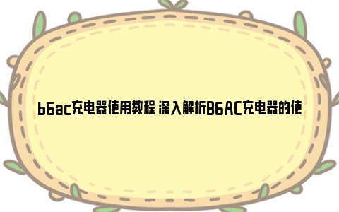 b6ac充电器使用教程 深入解析B6AC充电器的使用方法 b6ac充电器中文说明书