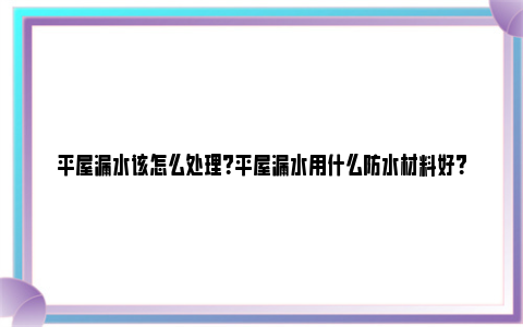 平屋漏水该怎么处理？平屋漏水用什么防水材料好？