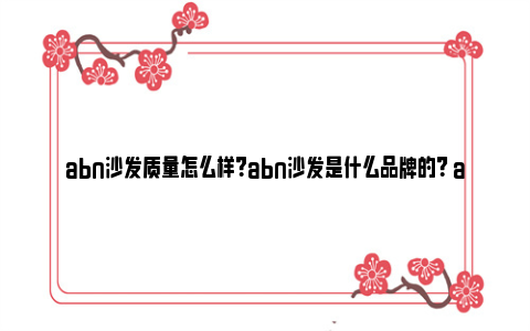 abn沙发质量怎么样？abn沙发是什么品牌的？ abn沙发价格