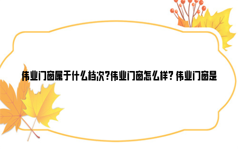 伟业门窗属于什么档次?伟业门窗怎么样? 伟业门窗是哪里生产的