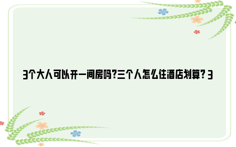 3个大人可以开一间房吗？三个人怎么住酒店划算？ 3个大人可以开一间房吗