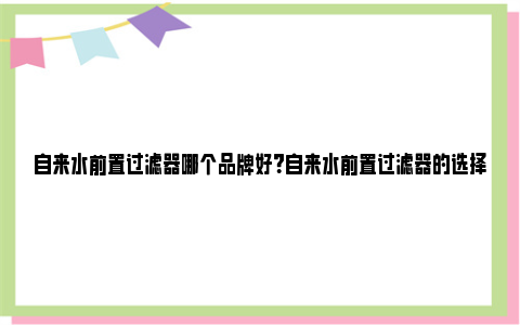 自来水前置过滤器哪个品牌好？自来水前置过滤器的选择标准 自来水前置过滤器参数