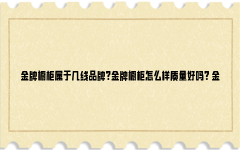 金牌橱柜属于几线品牌？金牌橱柜怎么样质量好吗？ 金牌橱柜属于几线品牌啊图片