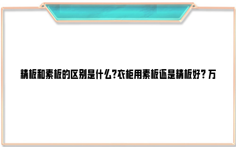 精板和素板的区别是什么？衣柜用素板还是精板好？ 万华禾香精板和素板