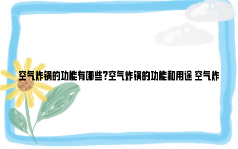 空气炸锅的功能有哪些？空气炸锅的功能和用途 空气炸锅的主要功能