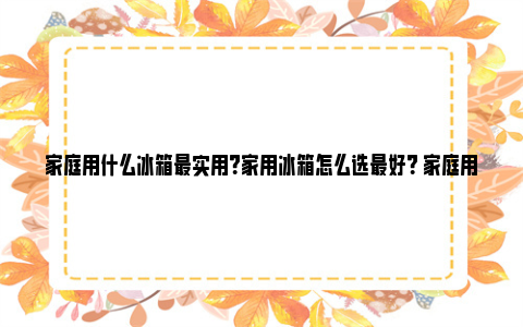 家庭用什么冰箱最实用？家用冰箱怎么选最好？ 家庭用什么冰箱最省电