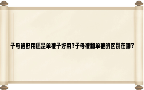 子母被好用还是单被子好用？子母被和单被的区别在哪？ 子母被子好吗