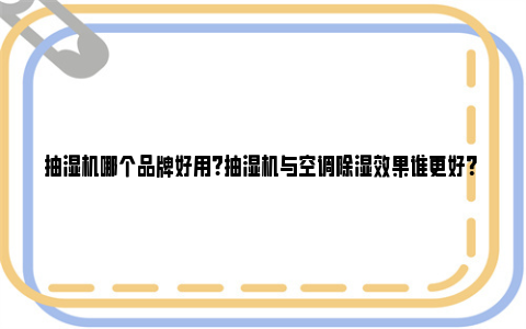 抽湿机哪个品牌好用？抽湿机与空调除湿效果谁更好？ 抽湿机哪个品牌好点